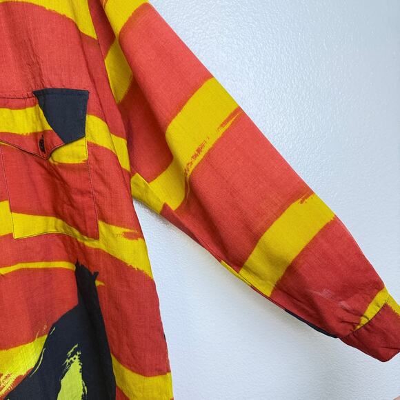 Betty Jackson England Shirt Womens 10 Long Sleeve Button Up Abstract Artsy Wool - Picture 4 of 11